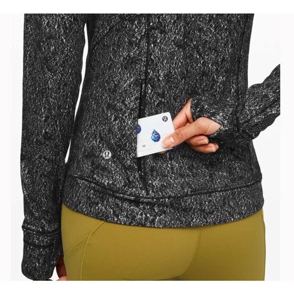 Lululemon Outrun the Elements 1/2 Zip Pullover Top Jacquard Black Size 8 - Picture 9 of 10